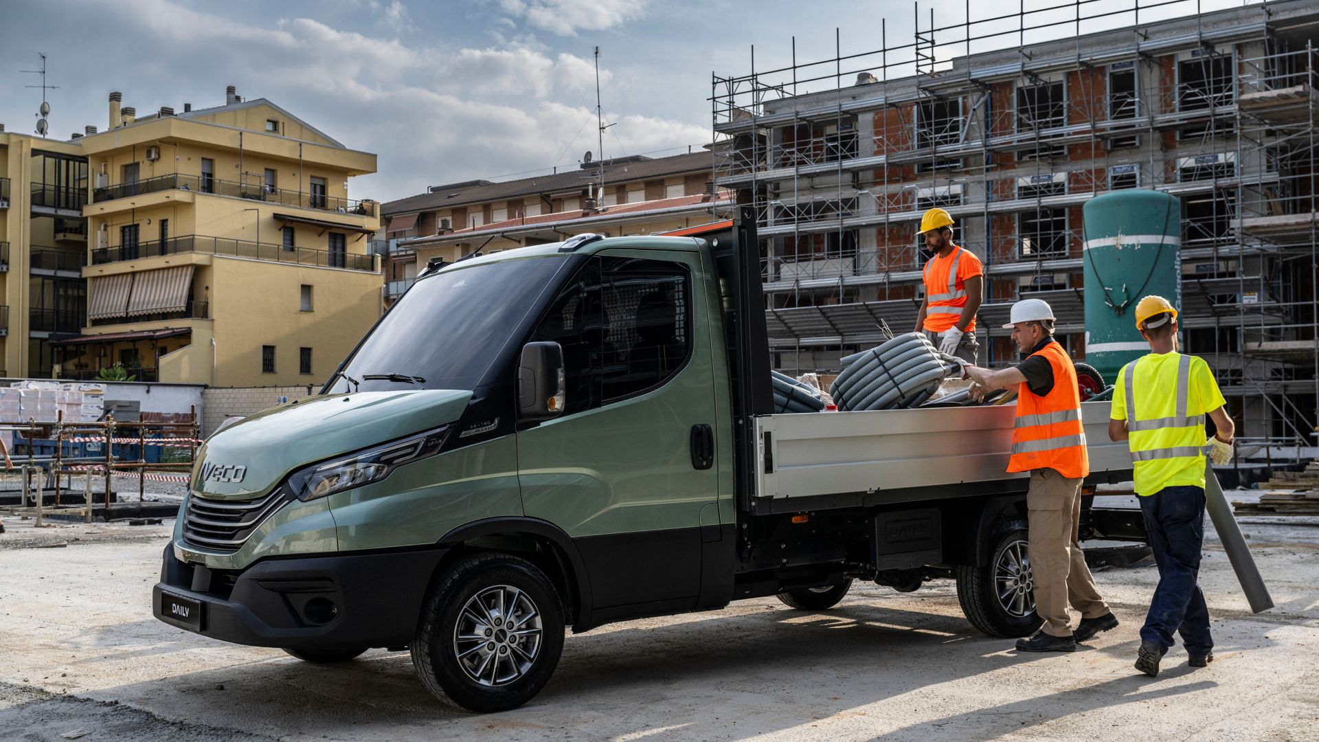 IVECO Daily van chassis cab on building site